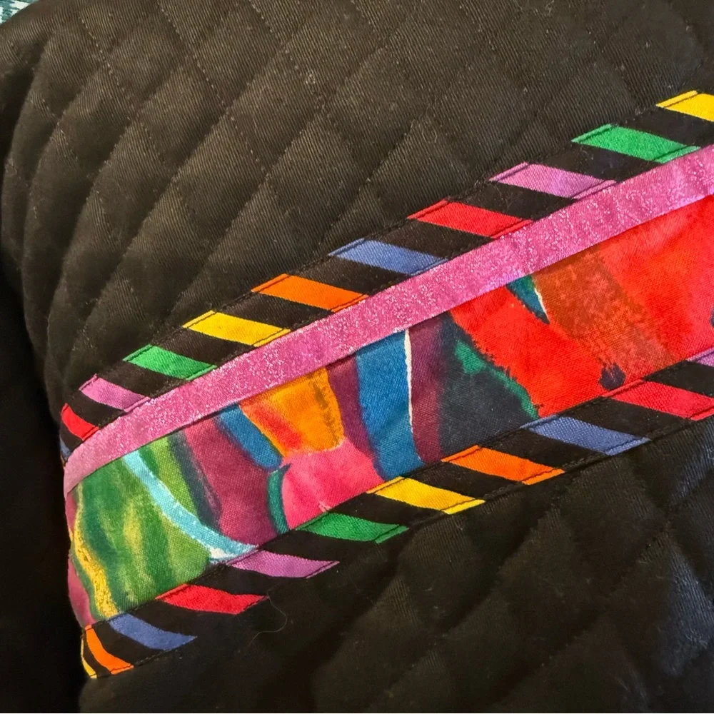 Marie Studer Design Vintage Colorful Quilted Geometric Cropped  Jacket USA Small